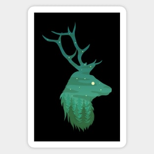 Green deer colorful landscape Magnet